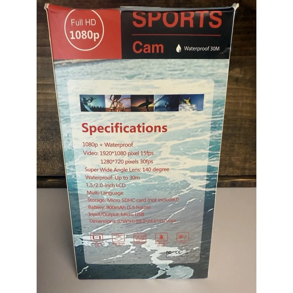 Sports Cam 1080p, 2.0 Inch Screen, waterproof 30M, Full‎ HD 1080p